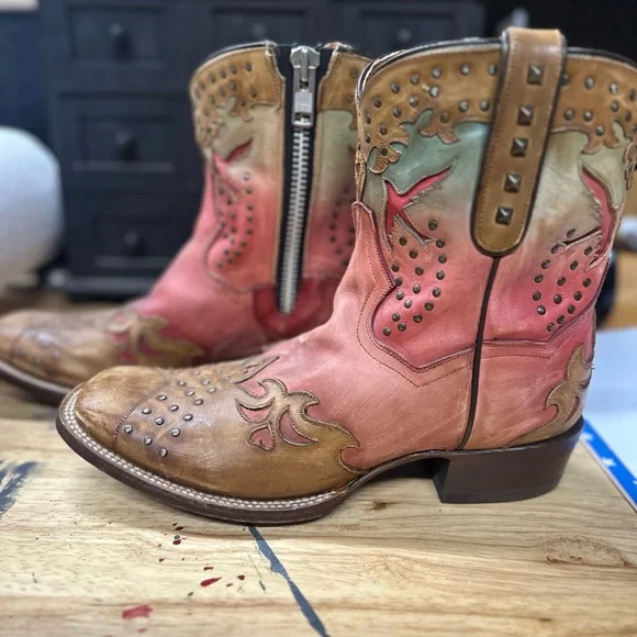 Dan Post Brown and Pink Western Boots - Picture 3 of 6